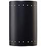 12.5"H Closed Top Carbon Large Cylinder Perfs ADA Outdoor LED Sconce