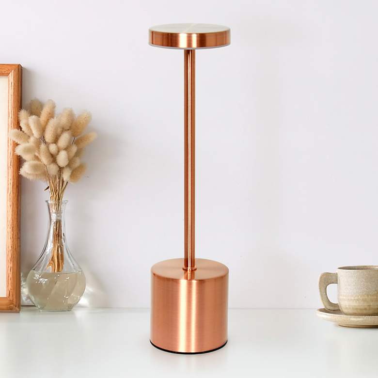 Image 1 12.75" Mushroom Dimming & Rechargeable Cordless Touch Sensor Lamp,