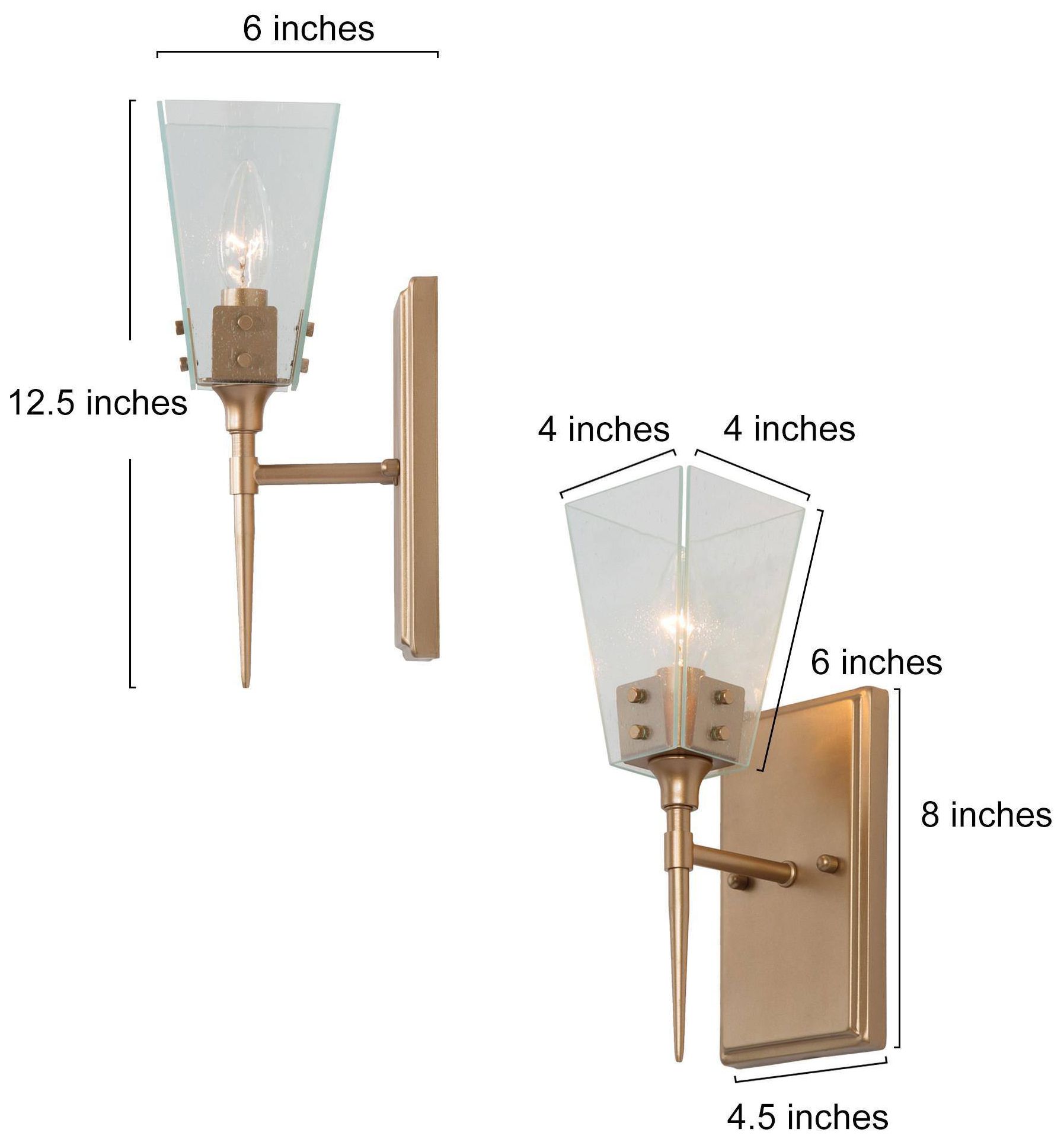 Image 5 12 1/2" High 1-Light Gold Glass Armed Wall Sconce more views