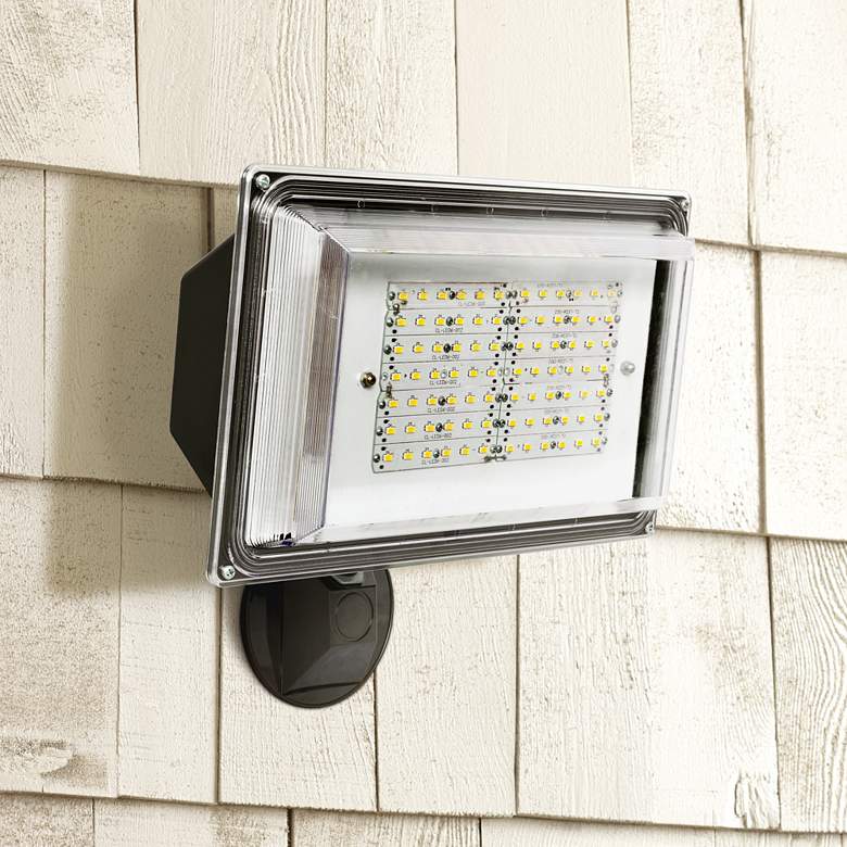 Image 1 12 1/4" High Dusk-to-Dawn Bronze 42 Watt Outdoor LED Floodlight