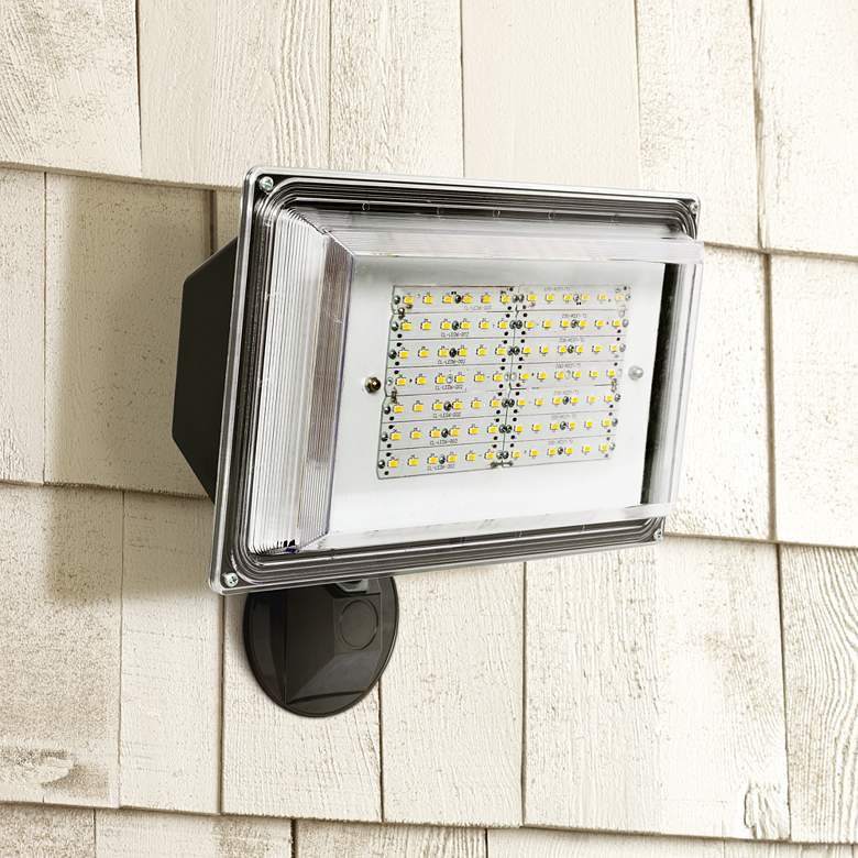 Image 1 12 1/4 inch High Dusk-to-Dawn Bronze 42 Watt Outdoor LED Floodlight