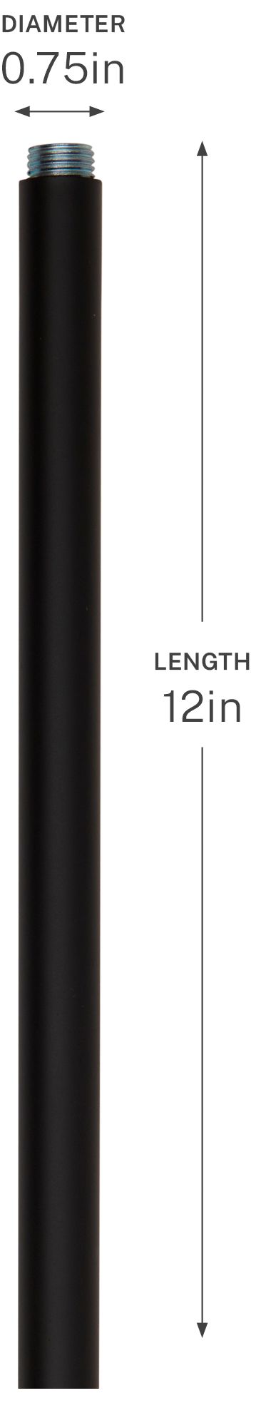 Image 6 12-in Length x .625-in Diameter Accessory Stem in Black more views