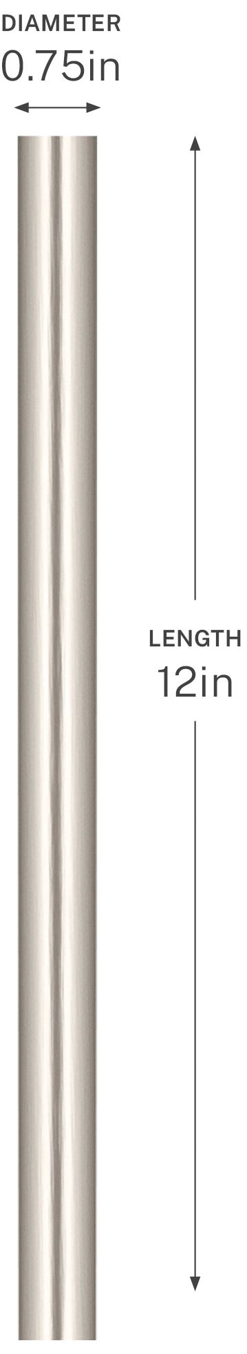 Image 2 12-in Length x .625-in Diameter Accessory Stem in Brushed Nickel more views