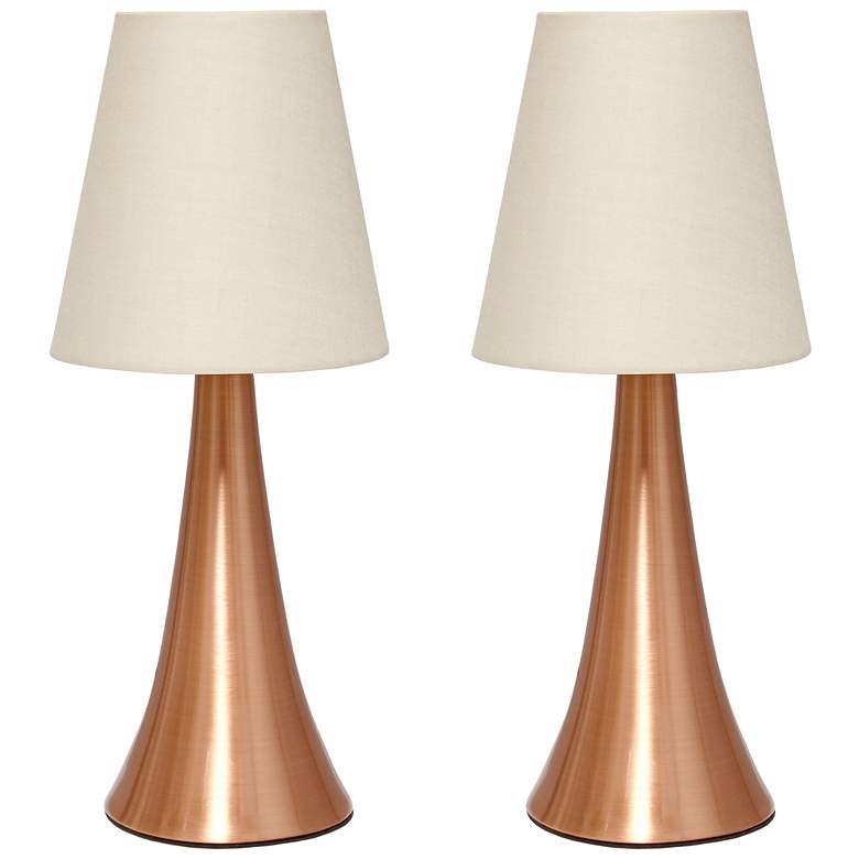 Image 1 12" Chic and Contemporary Mini Touch Lamp Duo, Rose Gold with Cream Sh
