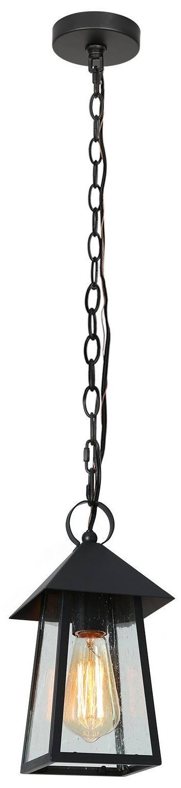 Image 2 12" High 1-Light Black Seeded Glass Outdoor Pendant Light more views