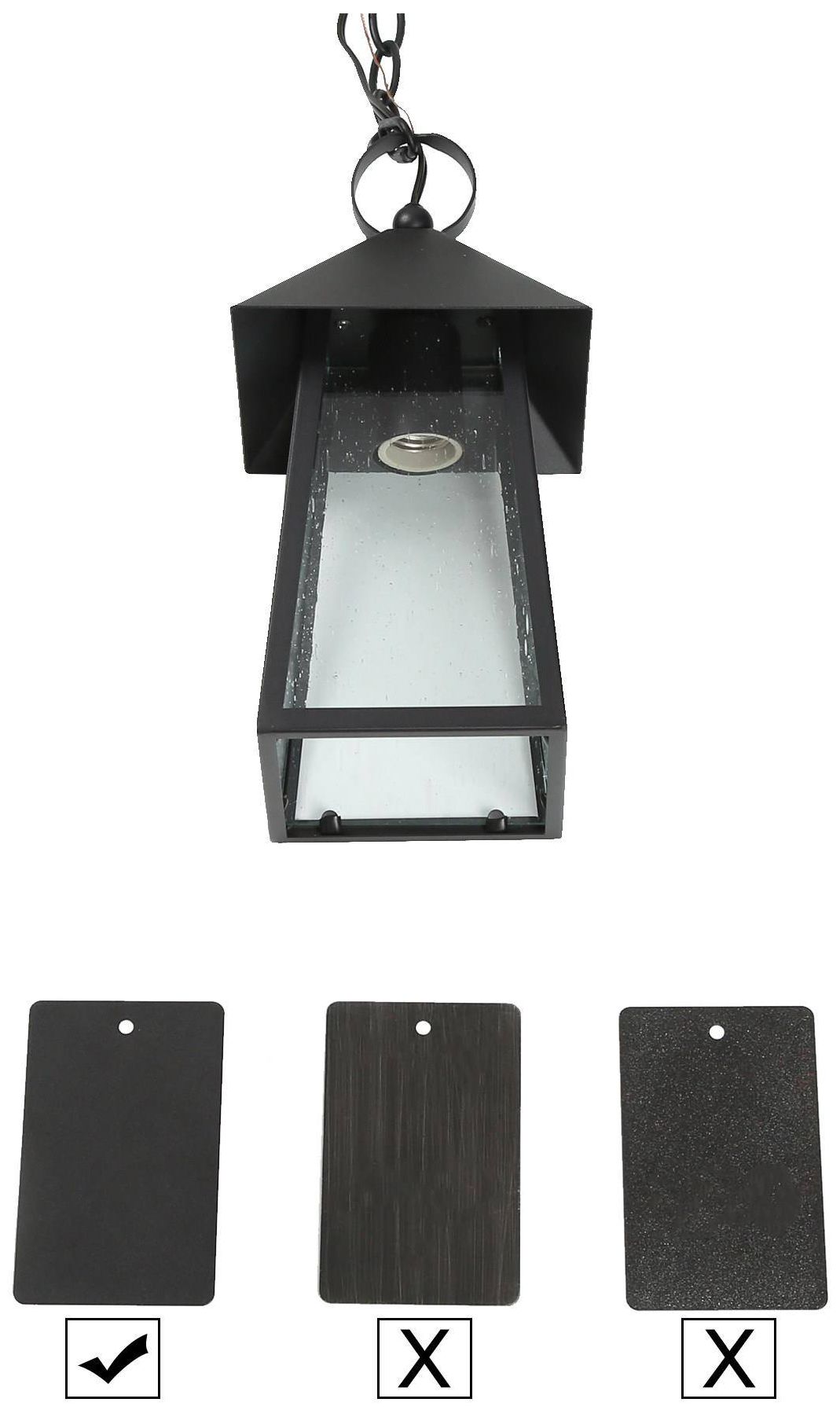 Image 3 12" High 1-Light Black Seeded Glass Outdoor Pendant Light more views