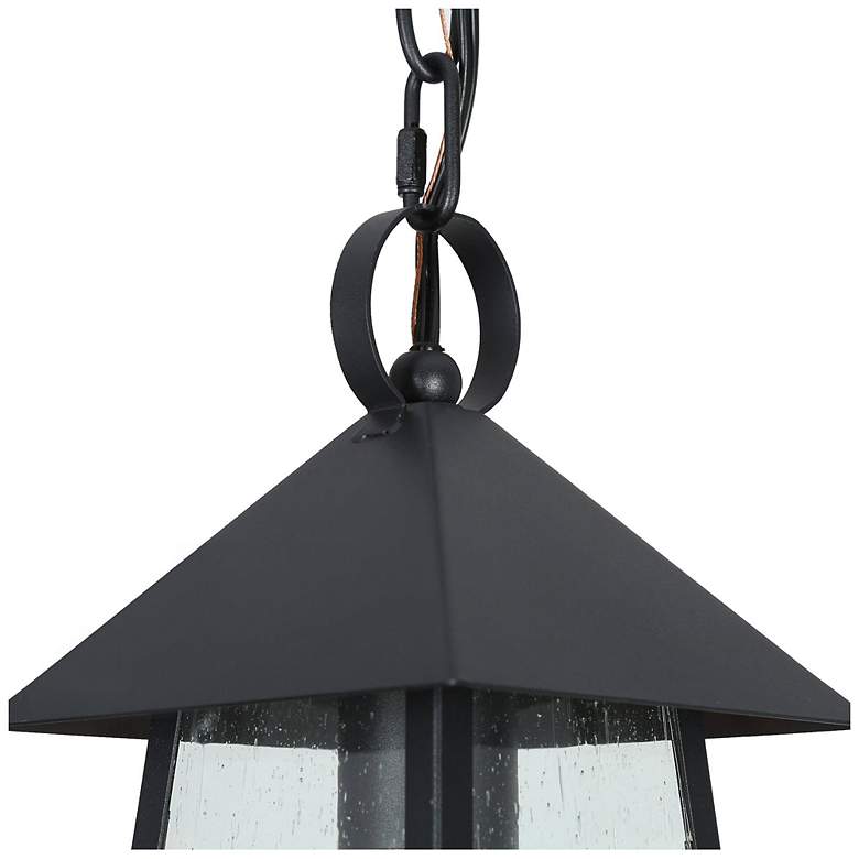 Image 4 12" High 1-Light Black Seeded Glass Outdoor Pendant Light more views