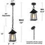 5_12" High 1-Light Black Seeded Glass Outdoor Pendant Light more views