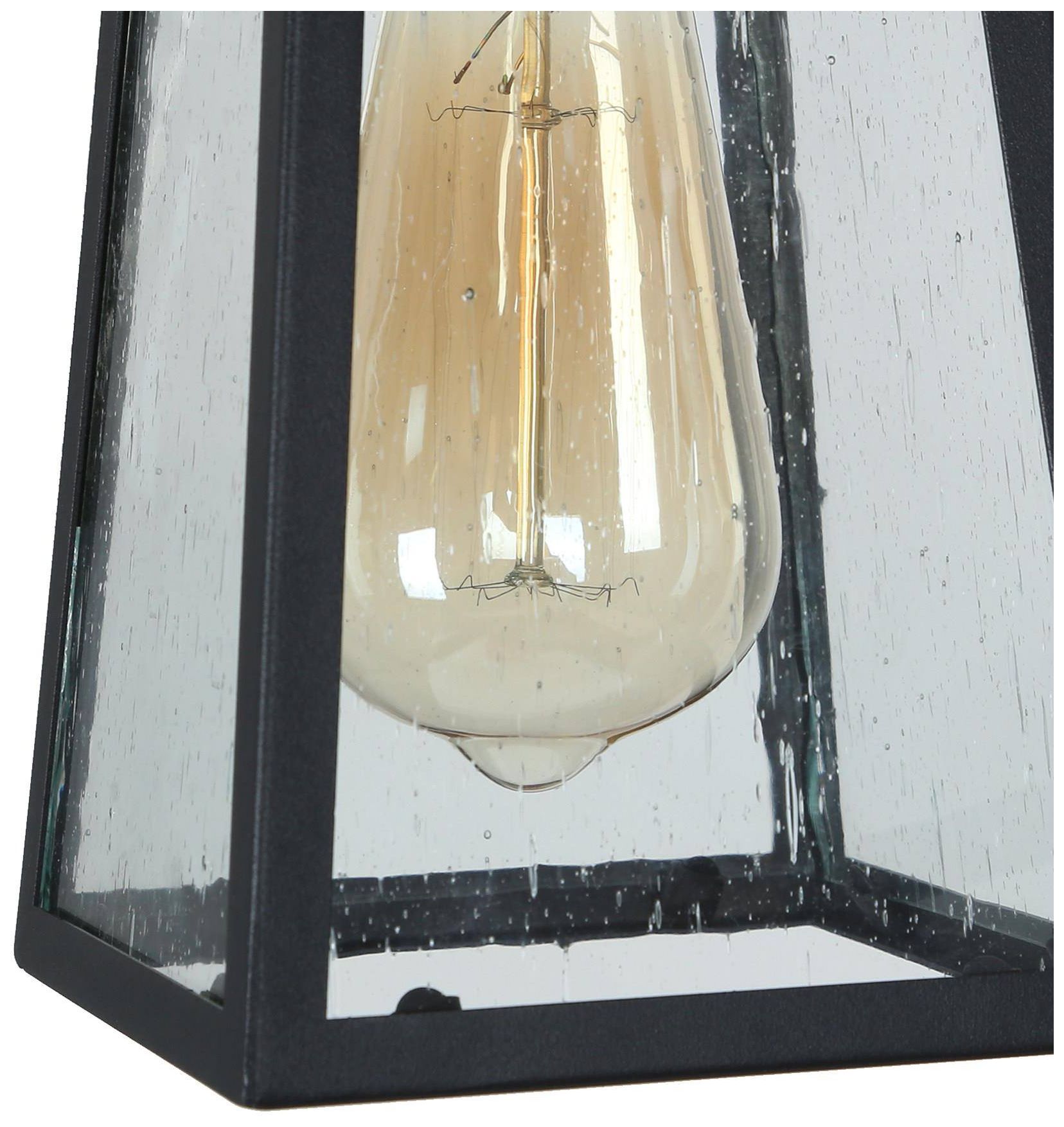 Image 7 12" High 1-Light Black Seeded Glass Outdoor Pendant Light more views