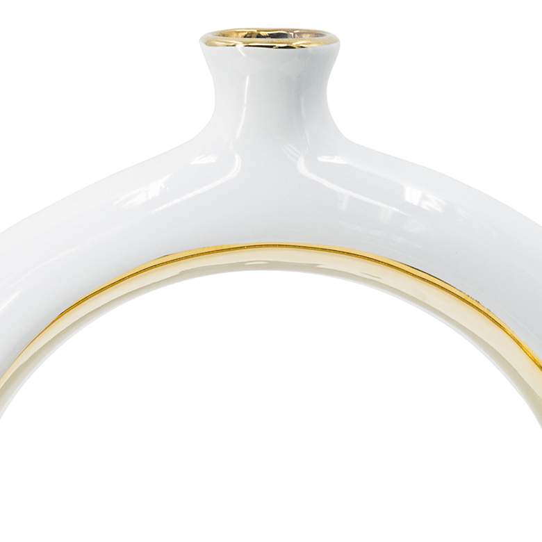 Image 2 12" High White and Gold Open Center Circular Vase more views