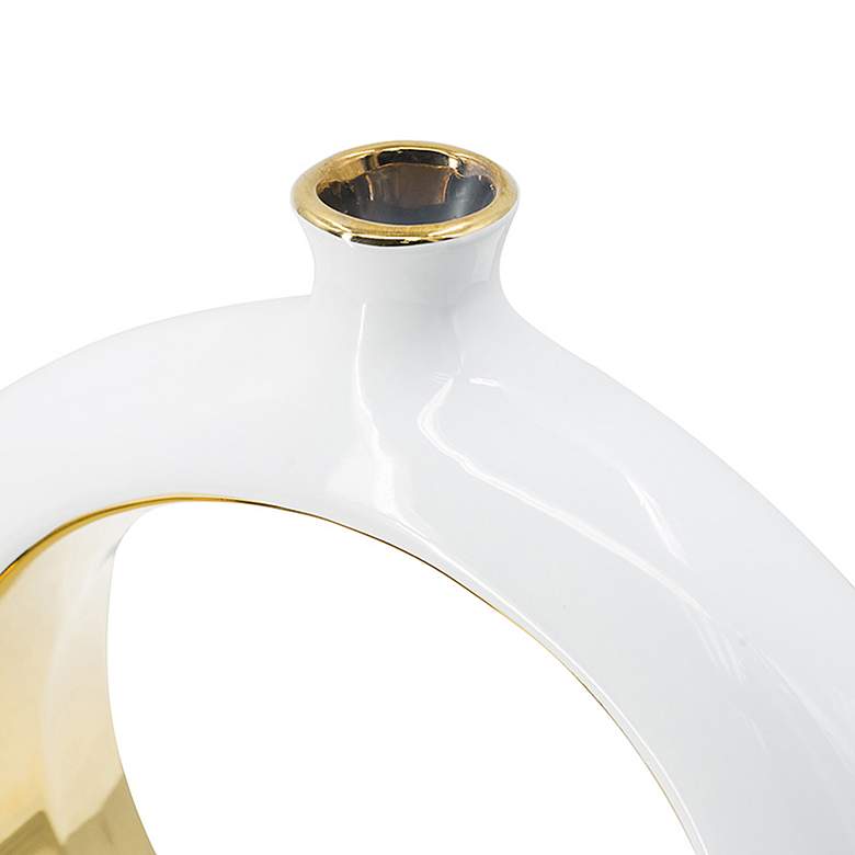 Image 3 12" High White and Gold Open Center Circular Vase more views