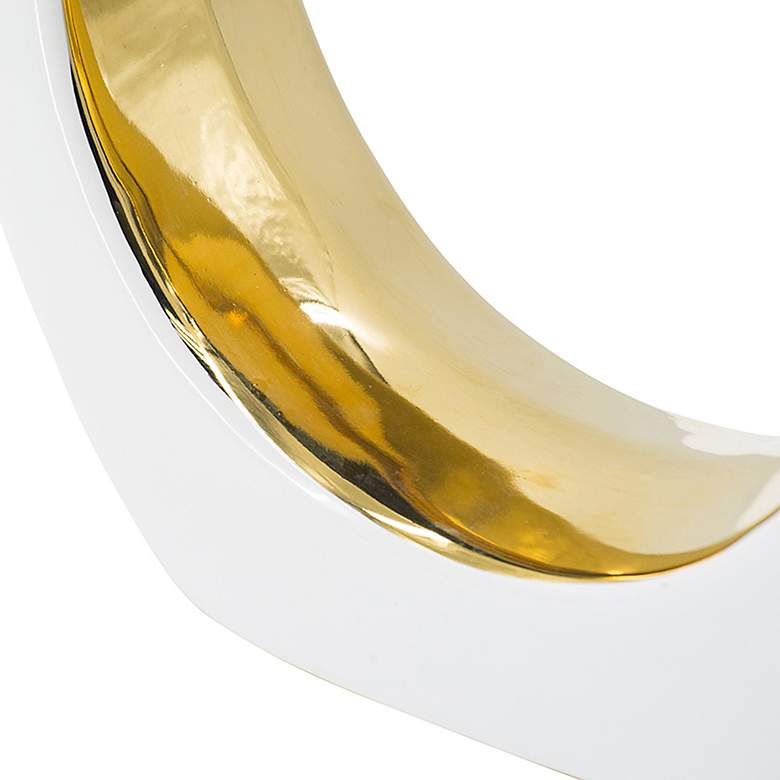 Image 4 12 inch High White and Gold Open Center Circular Vase more views