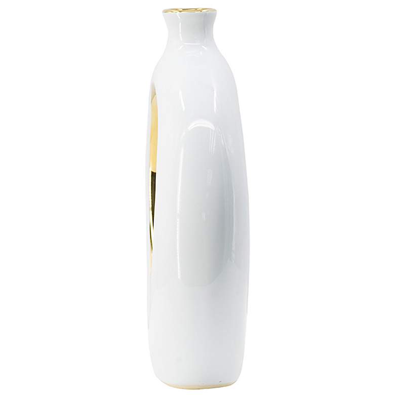 Image 5 12 inch High White and Gold Open Center Circular Vase more views
