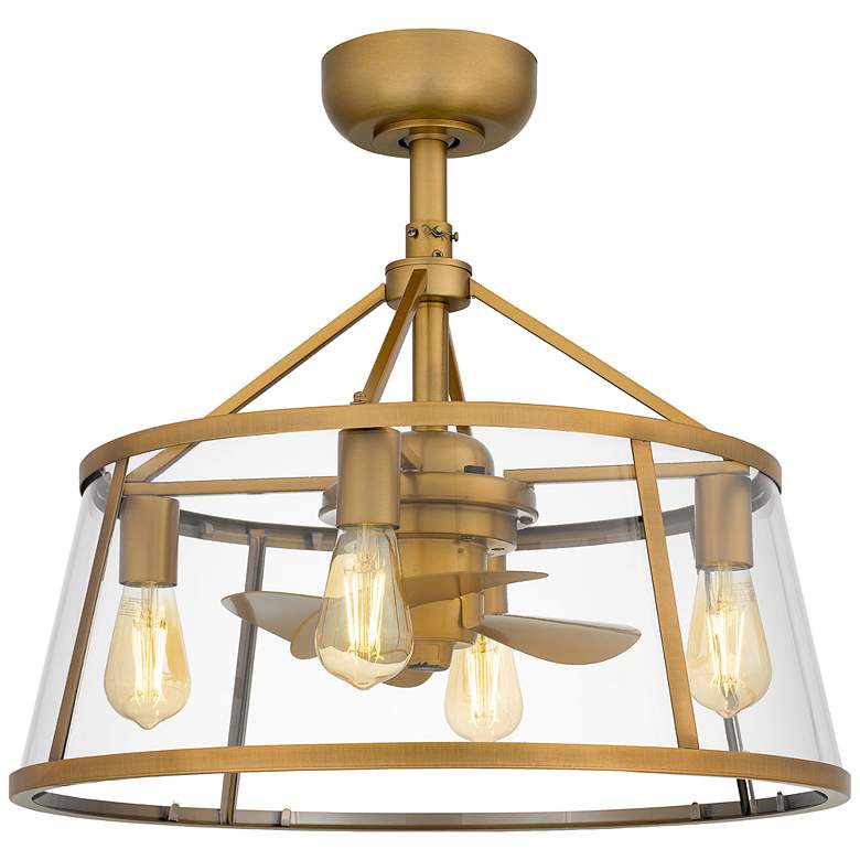 Image 3 12" Quiozel Barlow Brass Fandelier LED Damp Ceiling Fan with Remote