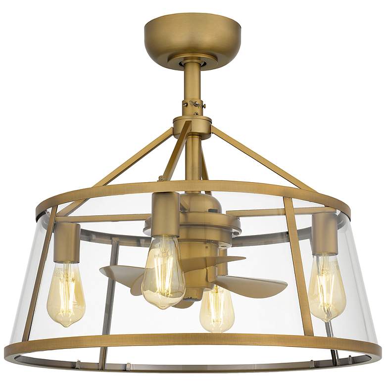 Image 3 12" Quiozel Barlow Brass Fandelier LED Damp Ceiling Fan with Remote