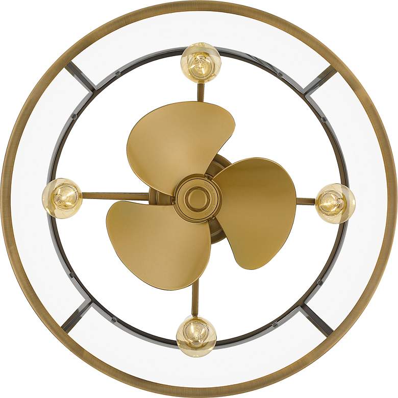 Image 6 12 inch Quiozel Barlow Brass Fandelier LED Damp Ceiling Fan with Remote more views