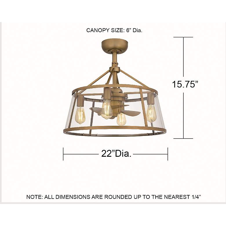 Image 7 12" Quiozel Barlow Brass Fandelier LED Damp Ceiling Fan with Remote more views