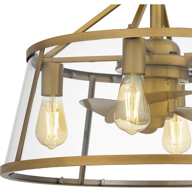 Image 7 12" Quiozel Barlow Brass Fandelier LED Damp Ceiling Fan with Remote more views