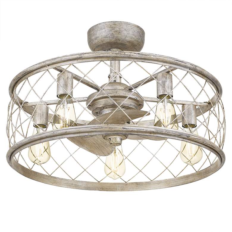 Image 4 12" Quoizel Dury Silver Leaf LED Fandelier Ceiling Fan with Remote more views