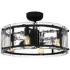 12" Quoizel Fortress Black and Glass Damp Rated LED Fandelier Fan