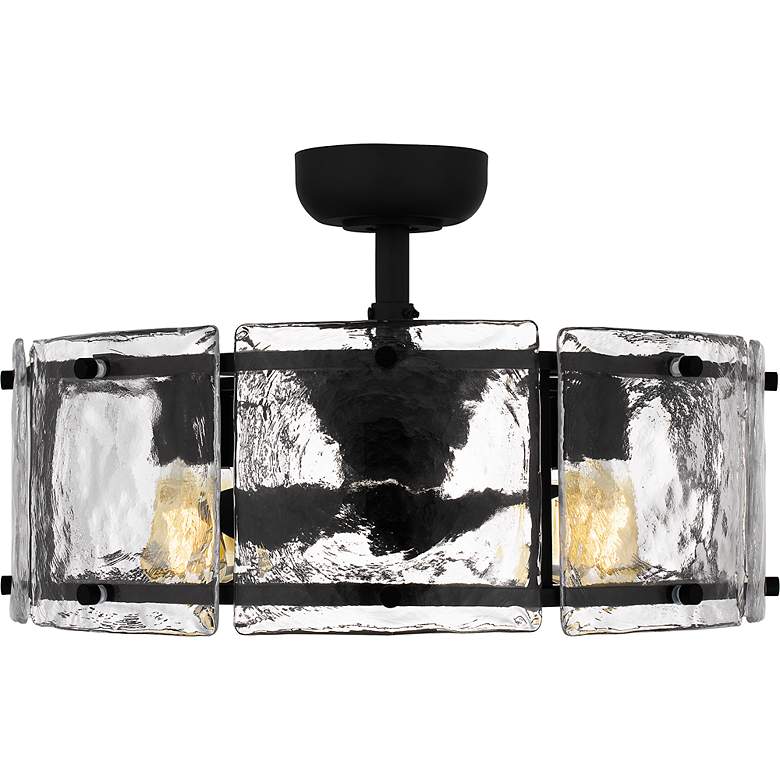 Image 5 12" Quoizel Fortress Black and Glass Damp Rated LED Fandelier Fan more views