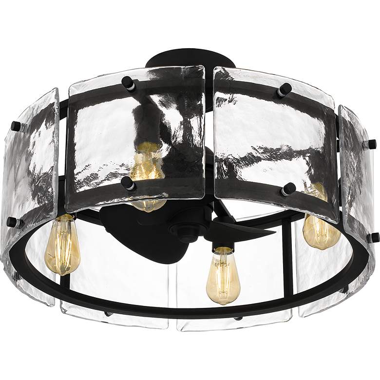 Image 6 12" Quoizel Fortress Black and Glass Damp Rated LED Fandelier Fan more views