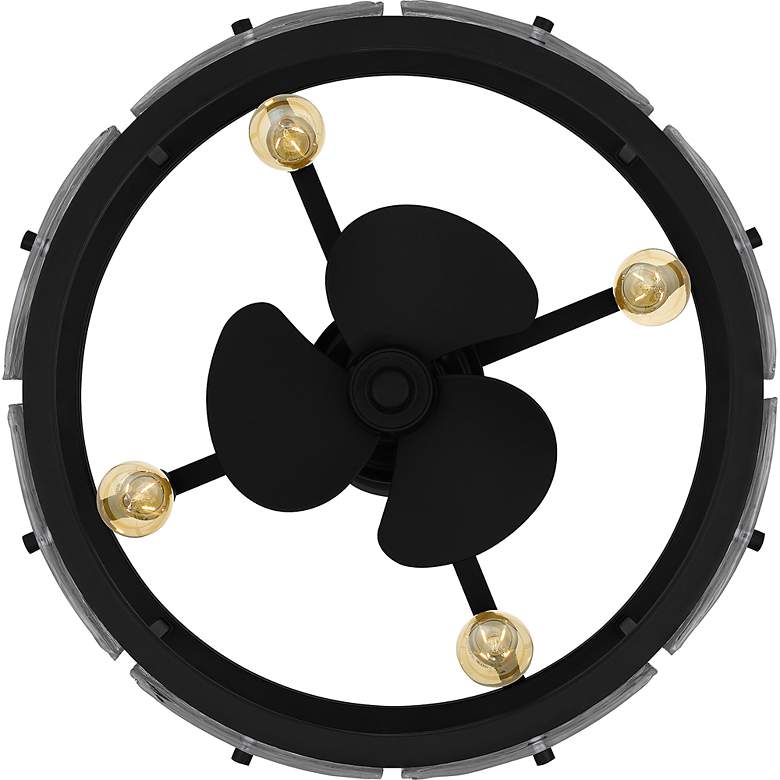 Image 7 12" Quoizel Fortress Black and Glass Damp Rated LED Fandelier Fan more views