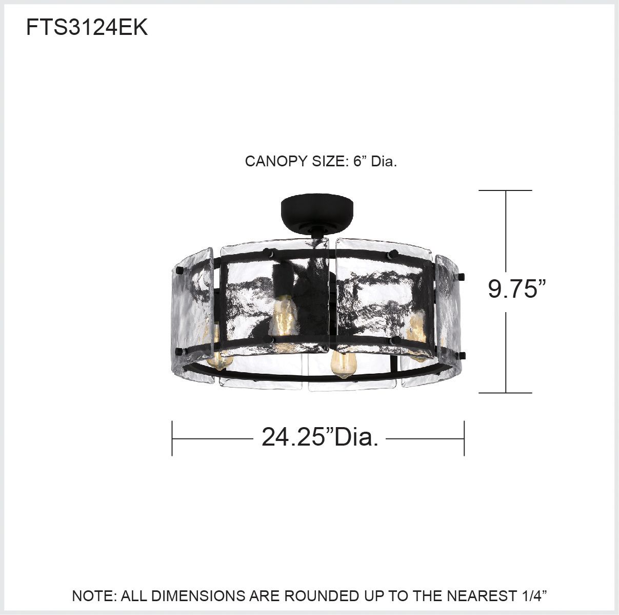 12" Quoizel Fortress Black and Glass Damp Rated LED Fandelier Fan in scene