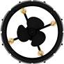 12" Quoizel Fortress Black and Glass Damp Rated LED Fandelier Fan in scene