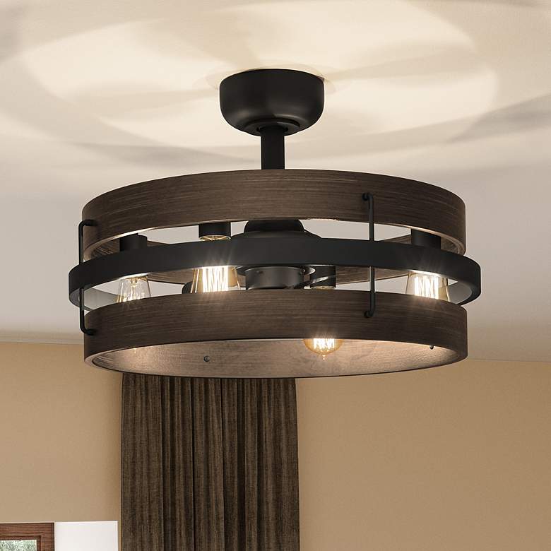 Image 2 12" Quoizel Moyer Damp LED Matte Black Fandelier Fan with Remote