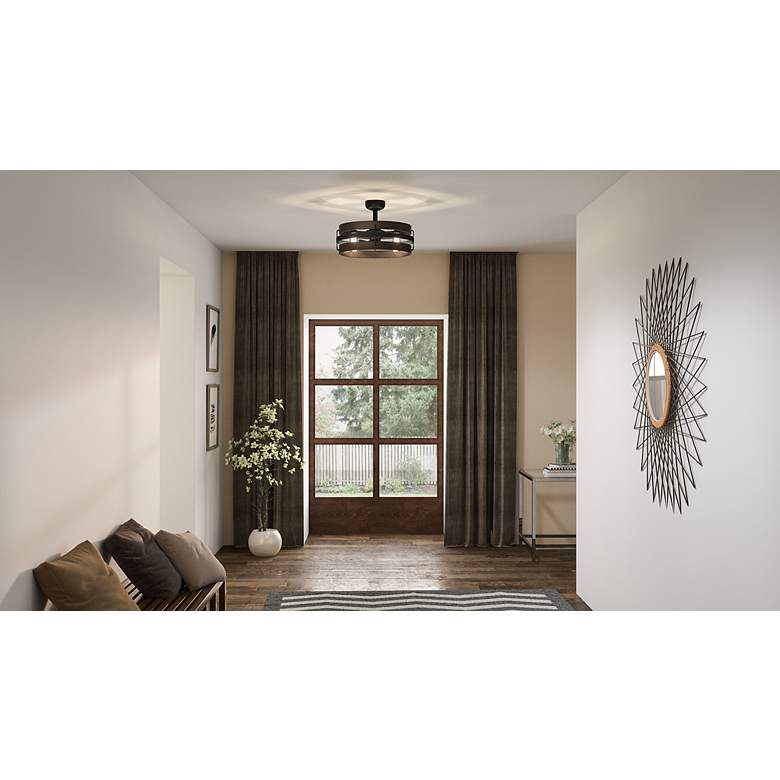Image 4 12" Quoizel Moyer Damp LED Matte Black Fandelier Fan with Remote more views