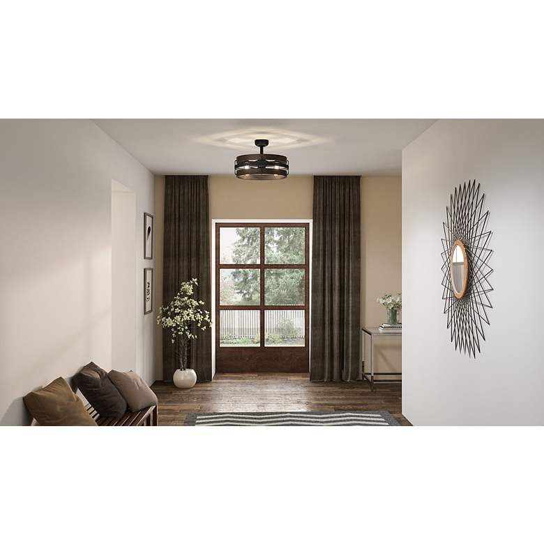 Image 4 12 inch Quoizel Moyer Damp LED Matte Black Fandelier Fan with Remote more views