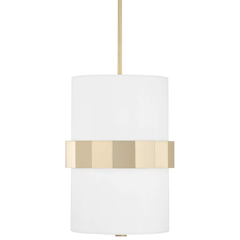 Image 2 12" W x 18" H 2-Light Drum Pendant in Soft Gold with White Fabric