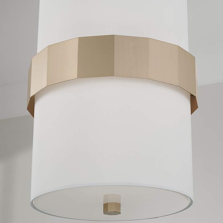 Image 4 12 inch W x 18 inch H 2-Light Drum Pendant in Soft Gold with White Fabric more views