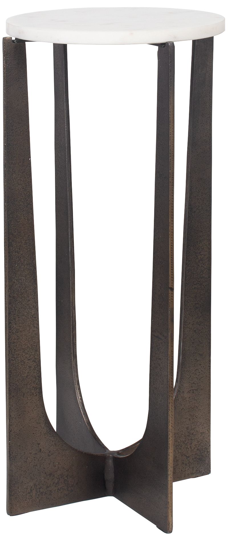 Image 2 12" Wide Bronze Alum and White Marble Accent Table
