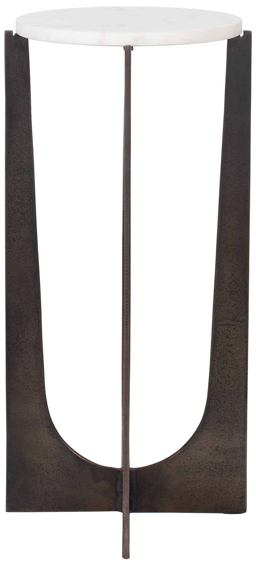 Image 3 12" Wide Bronze Alum and White Marble Accent Table more views