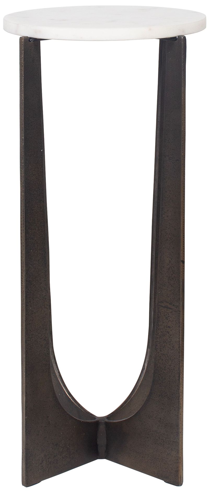 Image 4 12" Wide Bronze Alum and White Marble Accent Table more views