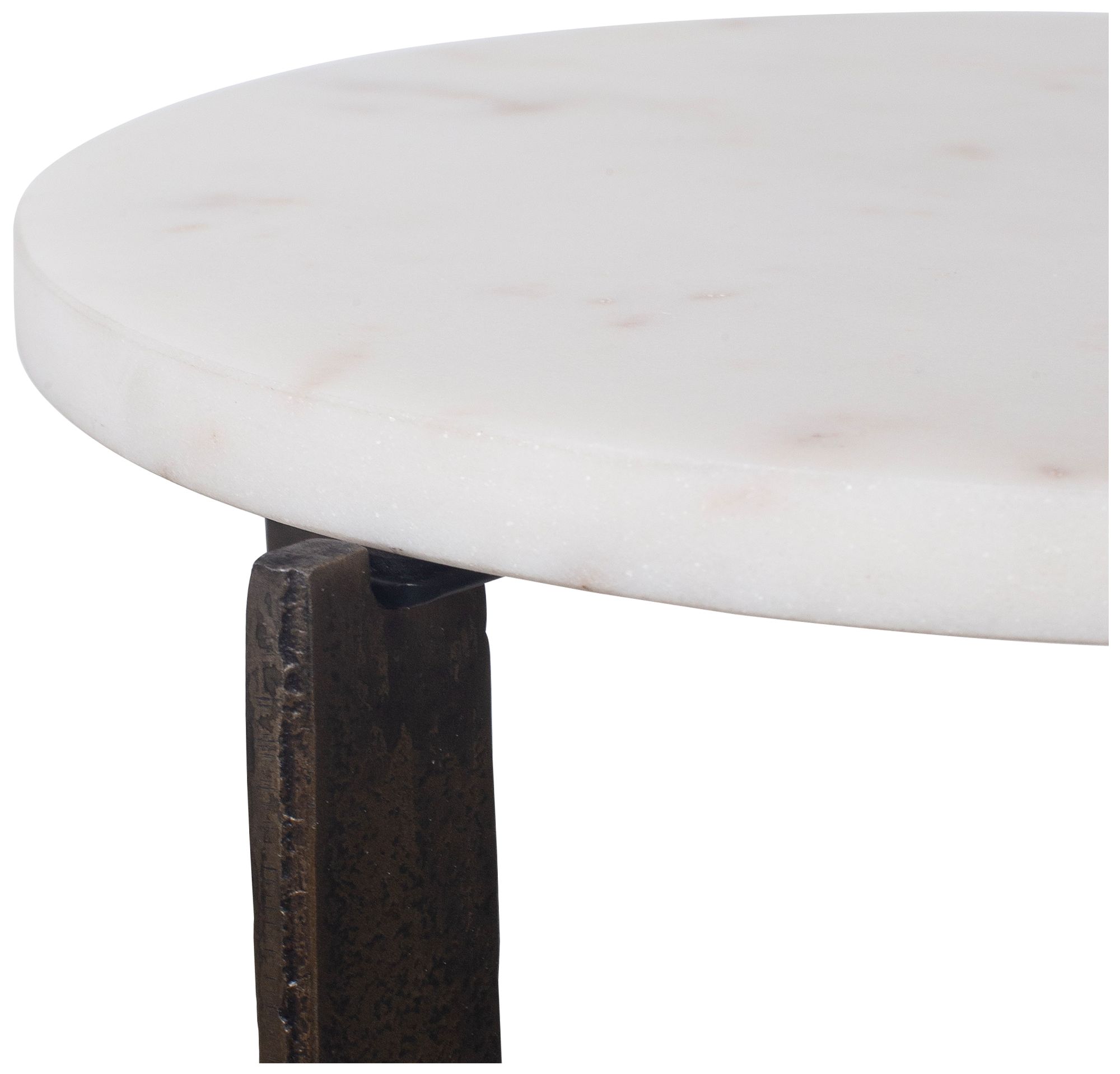 Image 5 12" Wide Bronze Alum and White Marble Accent Table more views