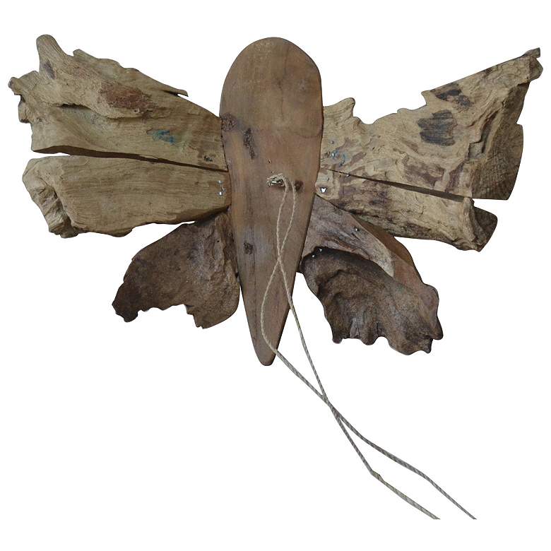 Image 1 12 inch Wide Teak Butterfly Decor