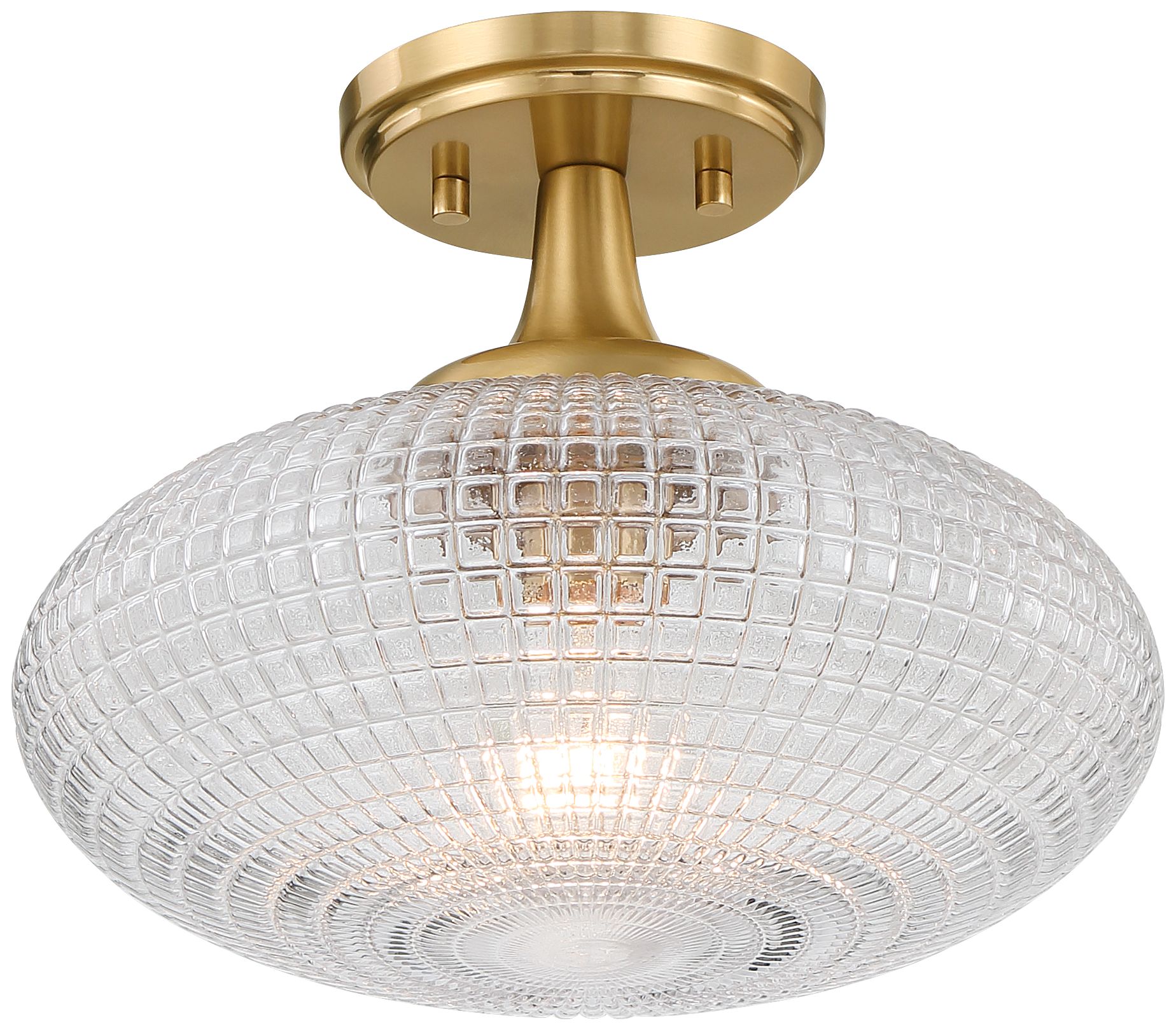 Image 2 12"W x9 3/4"H 1Lt Warm Brass Flush