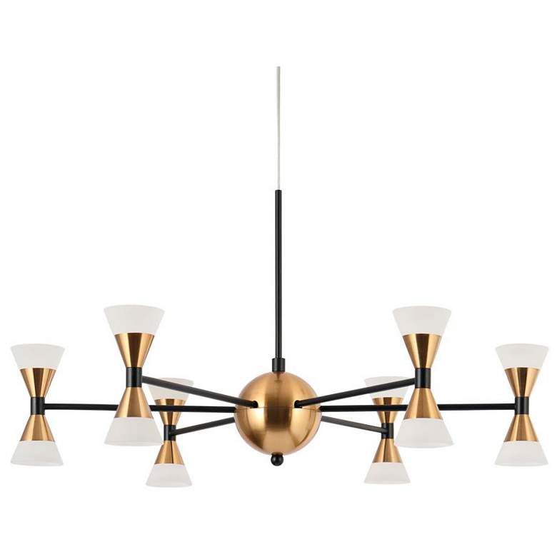Image 1 12-LighMatte Black and Plating Brass1 Chandeliers LED