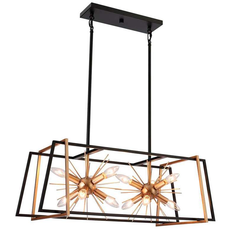 Image 1 12-LighMatte Black and Satin Gold1 Island Lamp