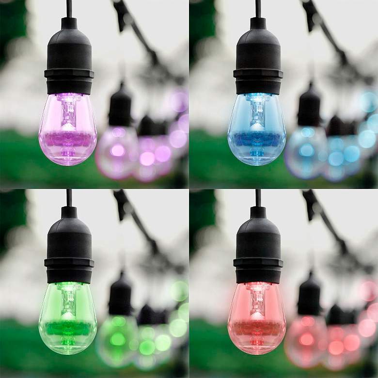 12-Light 24&#39; Black S14-II RGB Outdoor LED String Light Set