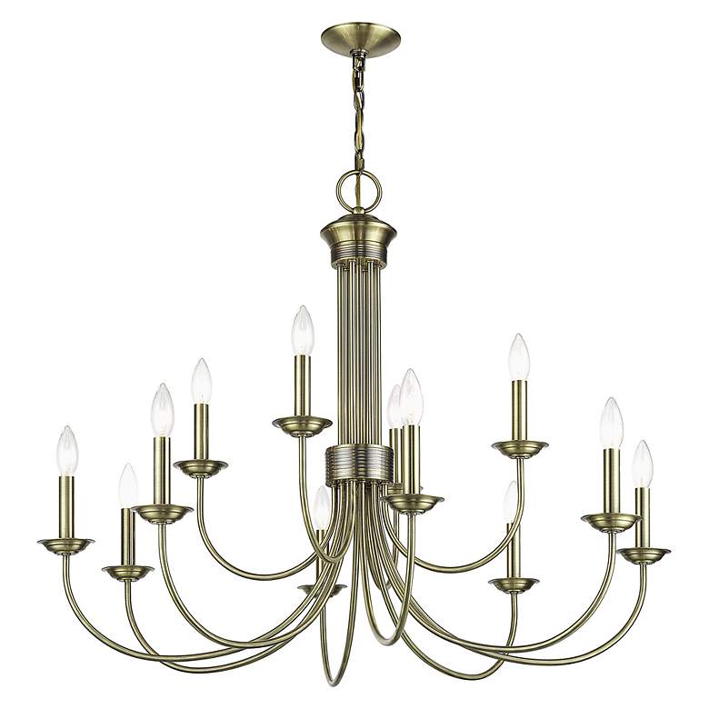 Image 3 12 Light Antique Brass Large 2-Tier Chandelier more views
