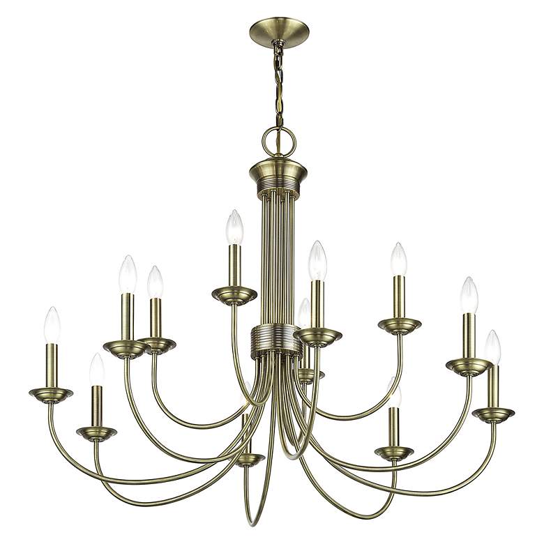 Image 4 12 Light Antique Brass Large 2-Tier Chandelier more views
