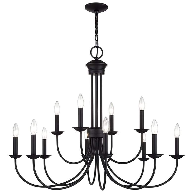 Image 2 12 Light Antique Brass Large 2-Tier Chandelier