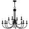 12 Light Antique Brass Large 2-Tier Chandelier