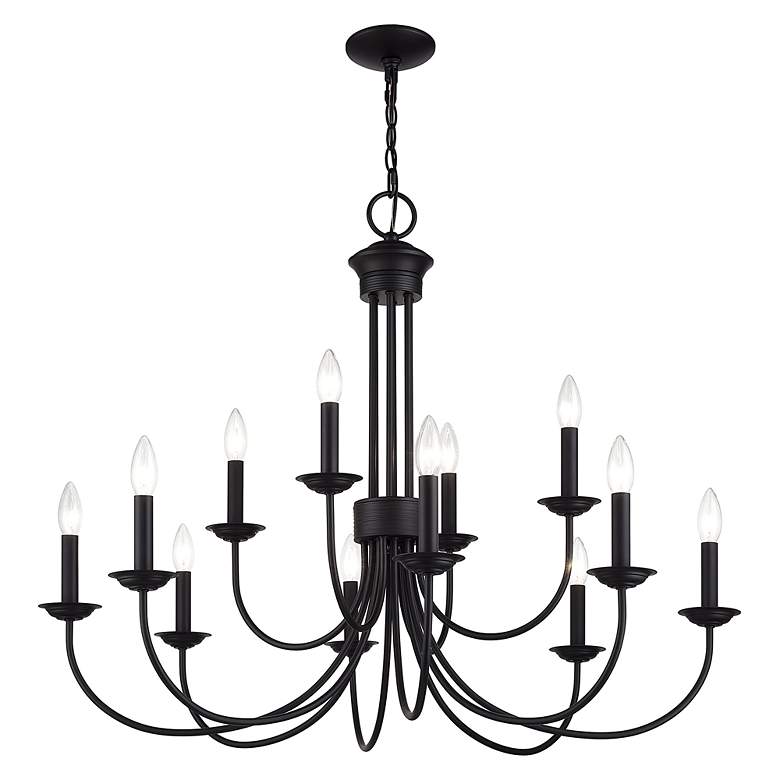 Image 3 12 Light Antique Brass Large 2-Tier Chandelier more views