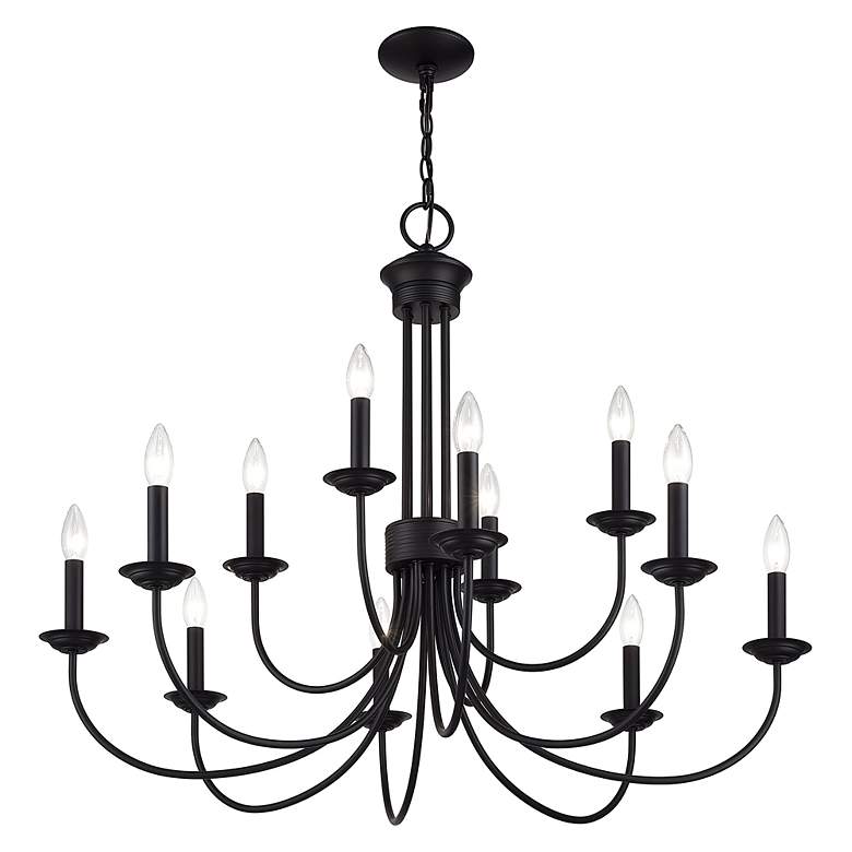 Image 4 12 Light Antique Brass Large 2-Tier Chandelier more views