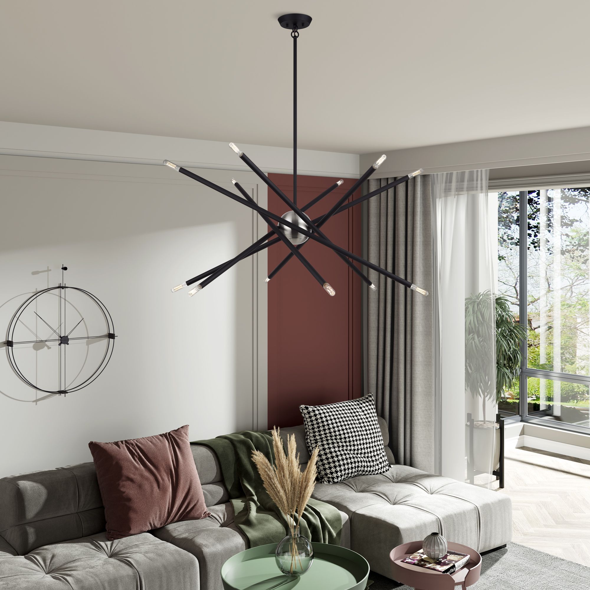 12 Light Black Large Chandelier